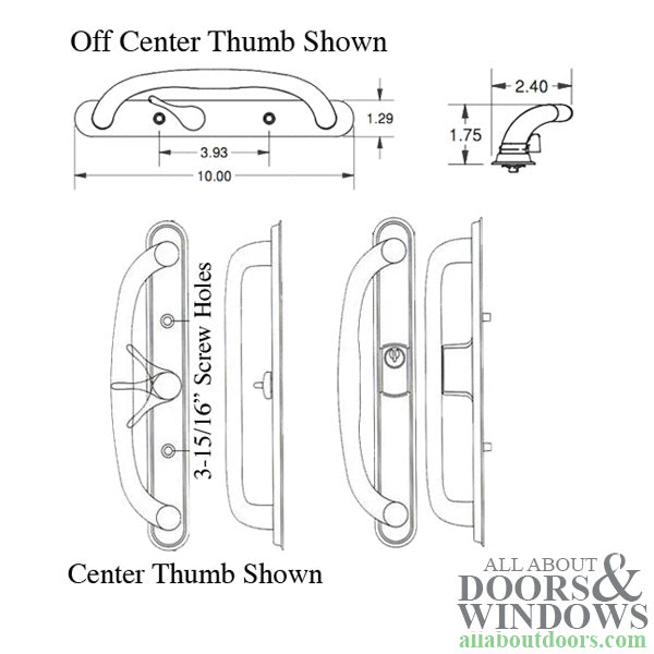 Olympus Handle CENTER Thumb, Sliding Glass Door - White - BLEMISHED - Olympus Handle CENTER Thumb, Sliding Glass Door - White - BLEMISHED