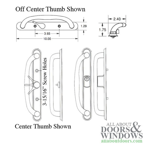 Olympus Handle CENTER Thumb, Sliding Glass Door - White - BLEMISHED - Olympus Handle CENTER Thumb, Sliding Glass Door - White - BLEMISHED