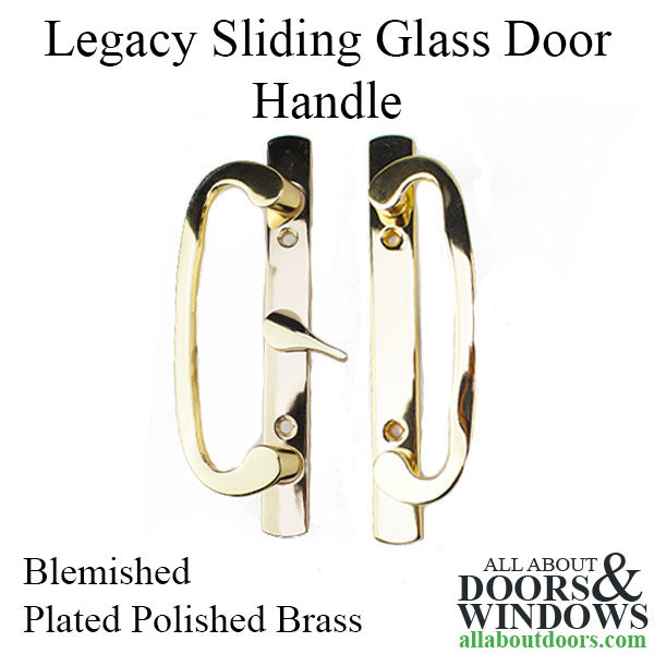 Blemished Legacy Sliding Glass Door Handle, Center Thumb Turn, Non-Keyed - Plated Polished Brass - Blemished Legacy Sliding Glass Door Handle, Center Thumb Turn, Non-Keyed - Plated Polished Brass