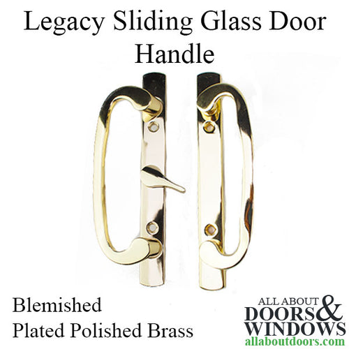 Blemished Legacy Sliding Glass Door Handle, Center Thumb Turn, Non-Keyed - Plated Polished Brass - Blemished Legacy Sliding Glass Door Handle, Center Thumb Turn, Non-Keyed - Plated Polished Brass