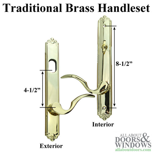 Petal Style Handle Set for Keyed Andersen Door, Right - Polished Brass PVD - Petal Style Handle Set for Keyed Andersen Door, Right - Polished Brass PVD