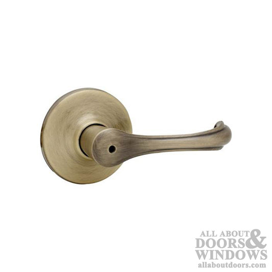 Kwikset 300DNL-5V1 Dorian Privacy Door Lock with New Chassis and 6AL Latch and RCS Strike Antique Brass Finish