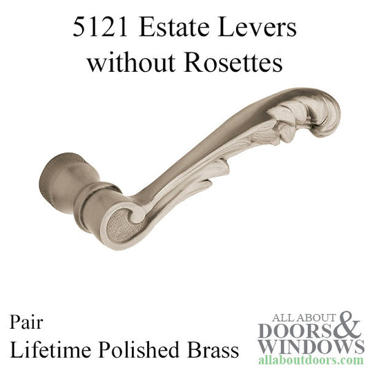 5121 Estate Lever, Pair - Lifetime Polished Brass