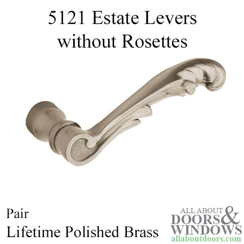 5121 Estate Lever, Pair - Lifetime Polished Brass - 5121 Estate Lever, Pair - Lifetime Polished Brass