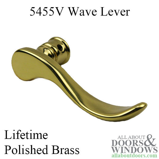 5455V Wave Lever, Right Handed - Lifetime Polished Brass