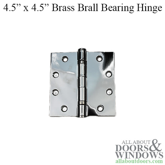 4.5 x 4.5 Solid Brass Ball Bearing Hinges, Square