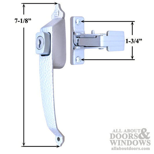 Discontinued - Keyed Tulip Stye Storm Door Handle Set with 1-3/4 Inch Screw Center - Aluminum