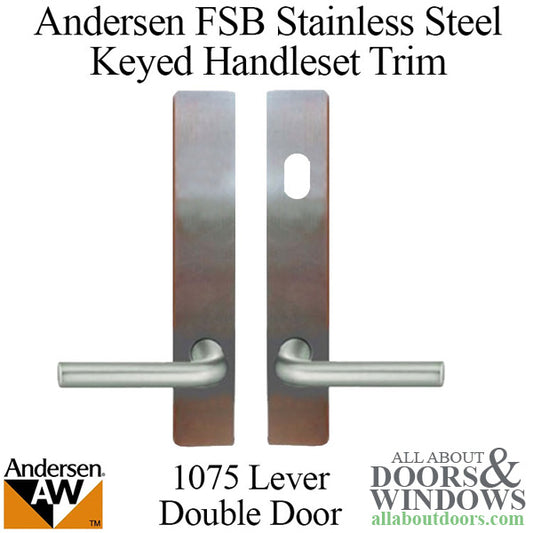 Andersen FSB 1075 Complete Keyed Trim Set for Double Door - Stainless Steel
