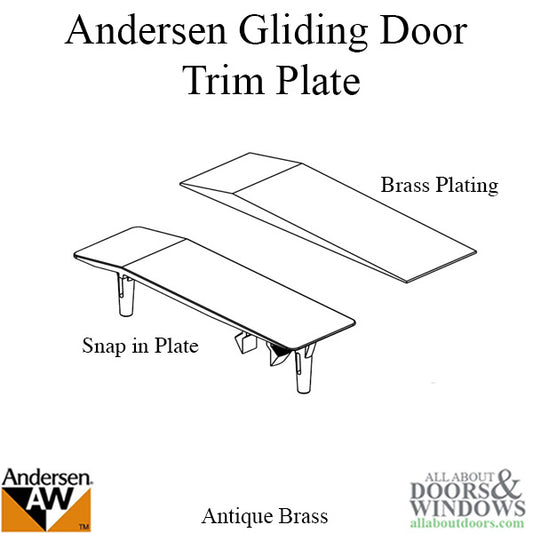 Andersen Window - Frenchwood Gliding Door - Trim Plate Assembly, 2 Panel - Antique Brass