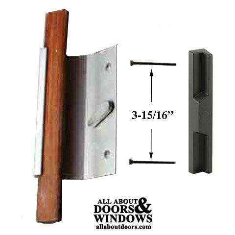 Handle Set, 3-15/16 holes, Jet Patio Door - Aluminum & Wood Grip - Handle Set, 3-15/16 holes, Jet Patio Door - Aluminum & Wood Grip