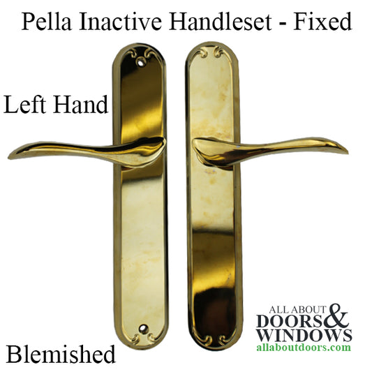 Blemished - Pella Inactive Fixed Left Hand Handle Set for Hinged Door - Polished Brass