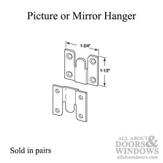 Steel Picture or Mirror Hangers - 4 Pack (2 Pairs)