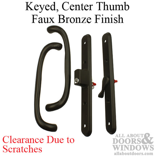 Olympus Keyed Handle CENTER Thumb, Sliding Glass Door - Faux Bronze - Blemished - Olympus Keyed Handle CENTER Thumb, Sliding Glass Door - Faux Bronze - Blemished