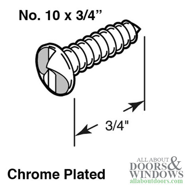 One Way Sheet Metal Screws - No. 10 x 3/4 Inch Chrome Plated Steel - One Way Sheet Metal Screws - No. 10 x 3/4 Inch Chrome Plated Steel