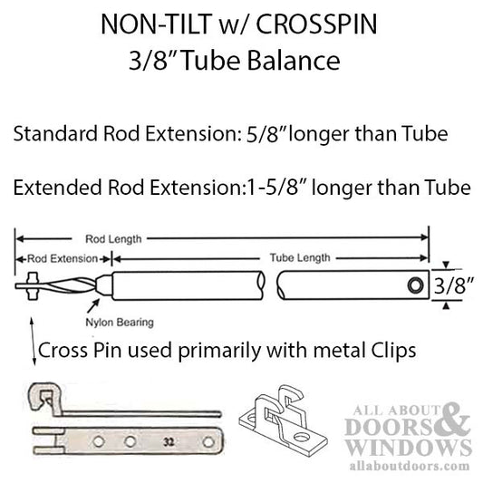 3/8” Spiral Non-Tilt Cross Pin Balance Rod, White Bearing