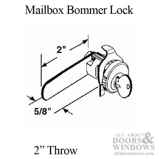 Mailbox Bommer Lock, 2" flat cam, 90 degrees CCW - Locked Left