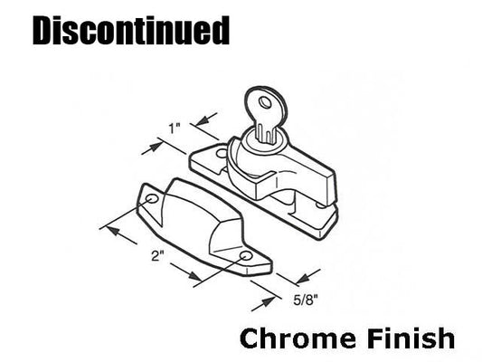Discontinued Sash Lock, 2 inch holes,  Keyed - Polished Chrome