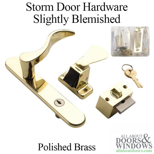 Blemished 4-Post Storm Door Handle Set, Accents Brighton Serenade - Polished Brass