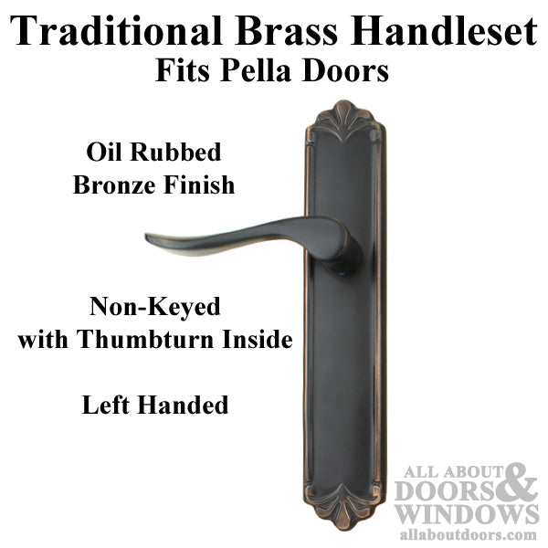 Luzern Handle Set for Active / Non-Keyed Pella Door with Thumbturn, Left - Oil Rubbed Bronze - Luzern Handle Set for Active / Non-Keyed Pella Door with Thumbturn, Left - Oil Rubbed Bronze