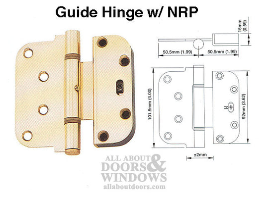 Ultimate 2D Adjustable Hinge, 3-5/8 x 3-5/8  Guide (H), NRP Outswing  doors