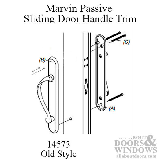 Marvin Sliding Door Handle Set, Old Style, Passive, NO Key, NO Thumb-turn - Discontinued