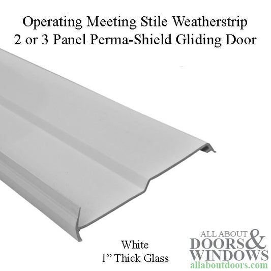 Operating Panel Meeting Stile Weatherstrip, 2 or 3 Panel 6'8" Perma-Shield Gliding Door - White