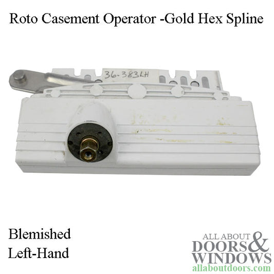 BLEMISHED Discontinued Roto Casement Operator - Gold Hex Spline, LH - White