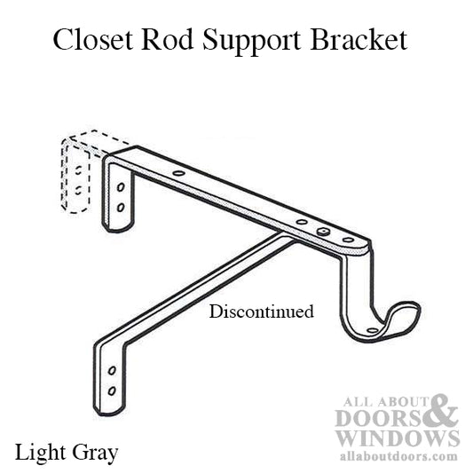 Discontinued Bracket - Shelf and Closet Rod Support - Light Gray