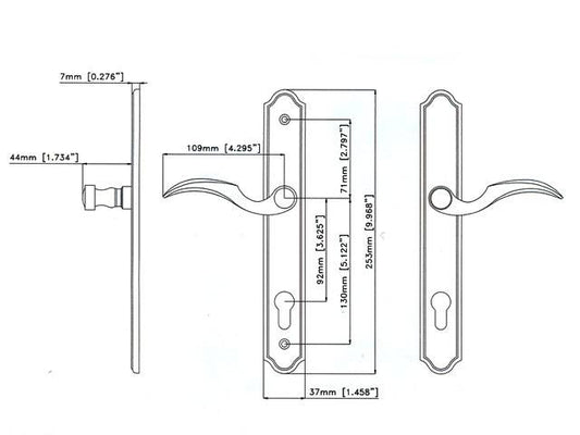 Winkhaus STV Euro Traditional Plate, Fontana Lever - Brass PVD