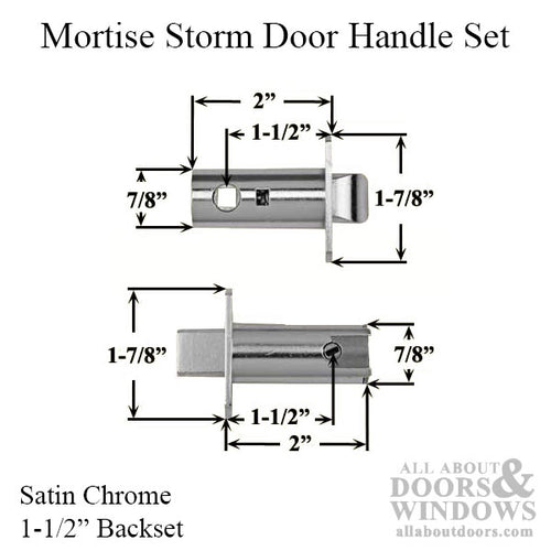 Mortise Storm Door Handle Hardware Kit with 1-1/2 Inch Backset - Brushed Chrome - Mortise Storm Door Handle Hardware Kit with 1-1/2 Inch Backset - Brushed Chrome