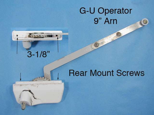 G-U  Straight Arm Rear Mounted, Vinyl Casement Operator, LH - Wh