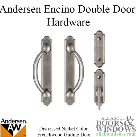 Andersen Frenchwood Gliding Door Trim Hardware, Encino, 4 Panel Interior and Exterior - Distressed Nickel