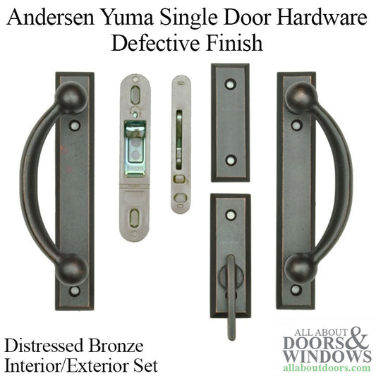 Blemished Andersen Frenchwood Gliding Door Trim Hardware, Yuma, 2 Panel Interior and Exterior - Distressed Bronze