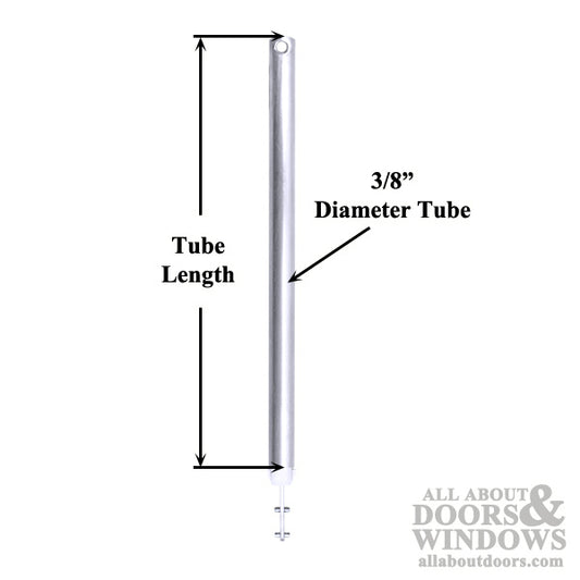 3/8 Inch Spiral Tilt-In Window Balance Rod with White Bearing and Double Pins - Choose Length