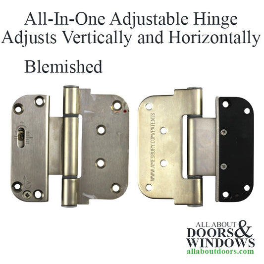 Blemished - 3-5/8 x 4 Adjustable Hinge, All in one (V-H) NRP Outswing Door, Brass Base - Lifetime Satin Nickel (PVD)