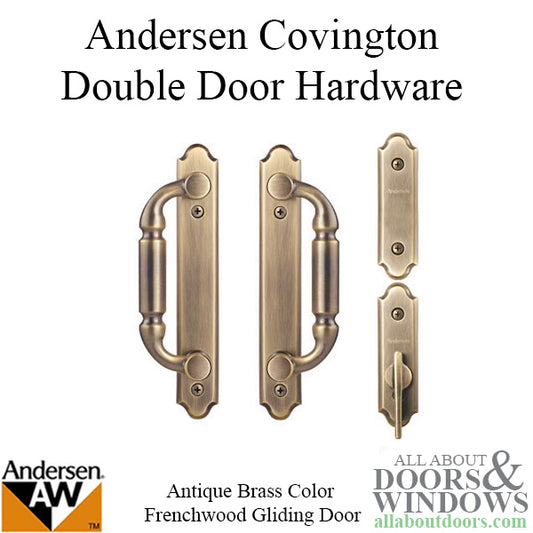 Andersen Frenchwood Gliding Door Trim Hardware, Covington, 4 Panel Interior and Exterior  - Antique Brass