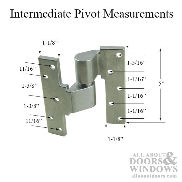 3/4 inch Dor-O-Matic offset Intermediate Pivot Set, right hand -  Brushed / Satin Chrome US26D - 3/4 inch Dor-O-Matic offset Intermediate Pivot Set, right hand -  Brushed / Satin Chrome US26D