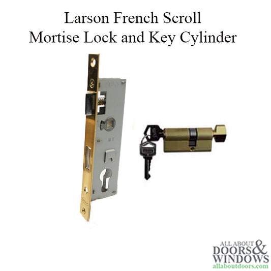 Larson French Scroll Mortise Lock and Key Cylinder