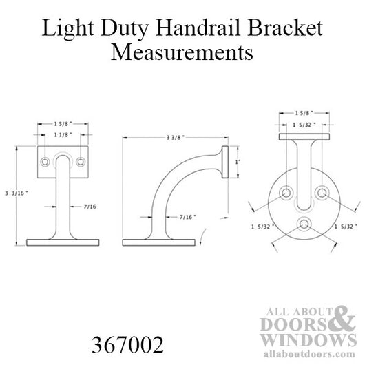 Light Duty Handrail Bracket, Solid Brass - Choose Color