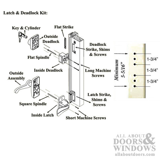 Georgian Lever, 3/4'' Deadbolt Offset, Storm Door Hardware - 6 Colors