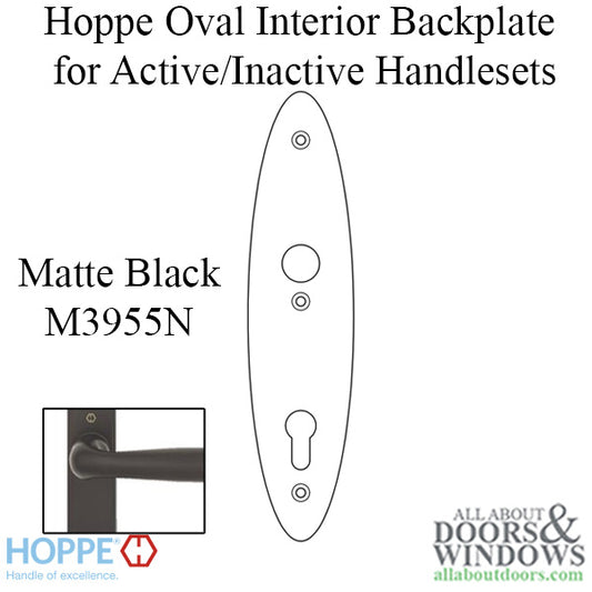 HOPPE Oval Interior Backplate M3955N for Active/Inactive Handlesets - Matte Black