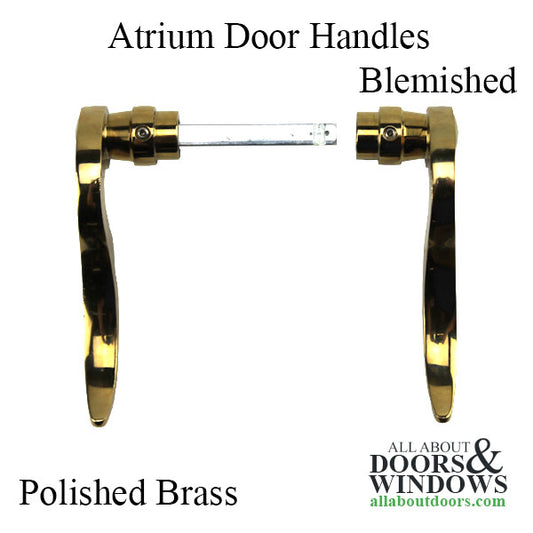 Atrium Door Handles,  Set, Left & Right Levers / Pair - Polished Brass