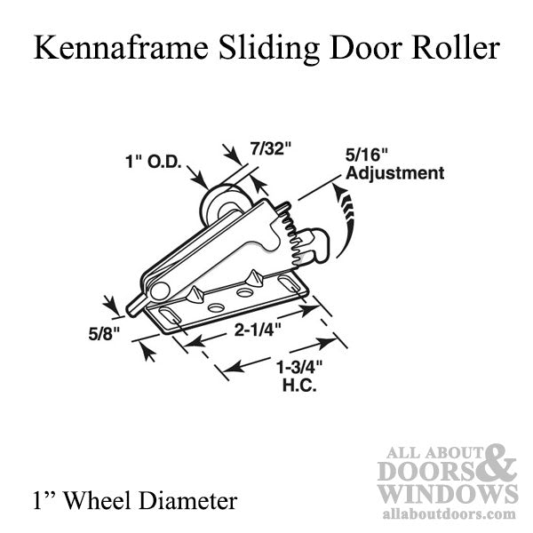 Kennaframe Sliding Door: 1 inch wheel, Pocket / Closet  Roller - Kennaframe Sliding Door: 1 inch wheel, Pocket / Closet  Roller