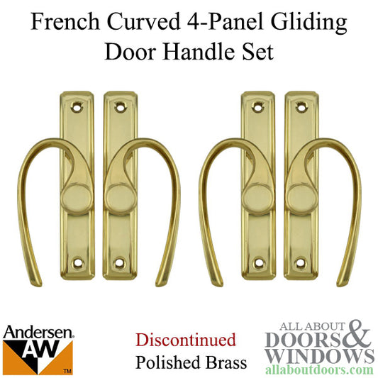 Gliding Door Hardware, French Curved 4-panel - Polished Brass