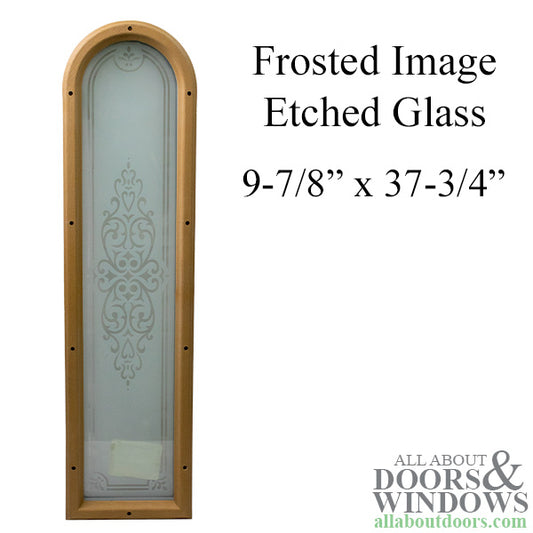 Round Top Door Lite, Frosted Images Etched Glass 8" x 36"