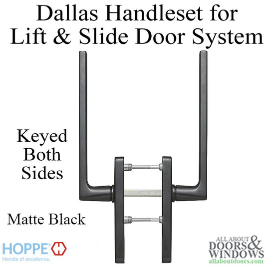 Dallas Handleset for Active Lift and Slide Door System, Keyed Both Sides - Matte Black