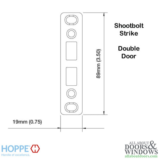 DISCONTINUED Double Door Shootbolt Strike Plate - Brass