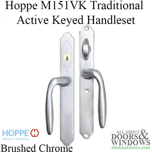 Hoppe HLS 9000 Sliding Door, Verona M151VK/2170N Active Keyed - Brushed Chrome