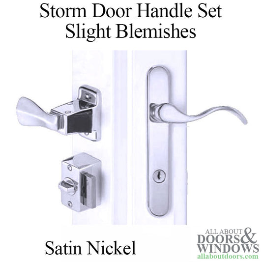 Blemished 4-Post Storm Door Handle Set, Accents Brighton Serenade - Satin Nickel