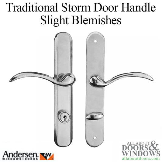 Blemished Andersen Traditional Storm Door Handleset for Woodcore Doors - Satin Nickel